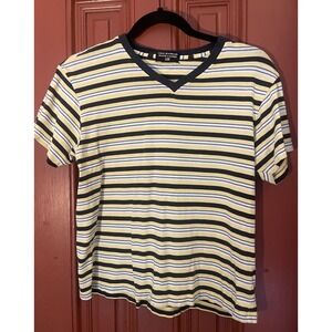 Polo Jeans Ralph Lauren Womans striped crop tee v neck size large